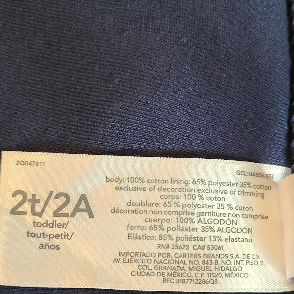Carters Joggers Comfy Cozy Sweatpants Size 2T/2A NWT Navy Blue